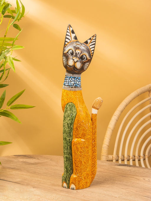 Сувенир «Кошка», 60×14×6 см, дерево, коричневый, МИКС