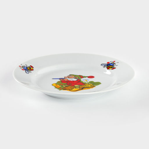 Тарелка детская Добрушский завод «Лесовичок», d=20 см, фарфор, белая, рисунок МИКС