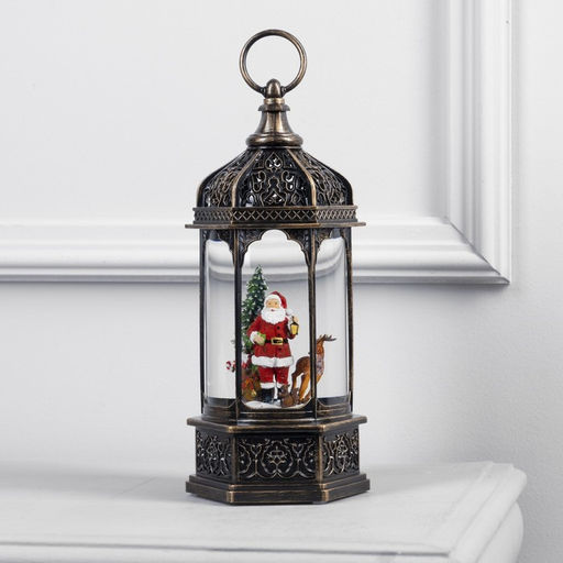 Светодиодная фигура «Фонарь с Дедом Морозом» 11.2×18.5×11.2 см, пластик, от батареек ААх3, USB, свечение тёплое белое