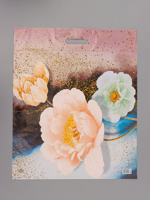 Цена за 25 шт. Пакет подарочный "Цветочный БИГ 20кг"  60 х 50 см 100 мкм