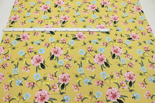 Штапель Цветущая долина цв.песочно-желтый, ш.1.45м, вискоза-100%, 100гр/м.кв - Купава фото 3