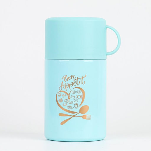 Термос для еды Мастер К, 550 мл, 1711 см, нержавеющая сталь, голубой