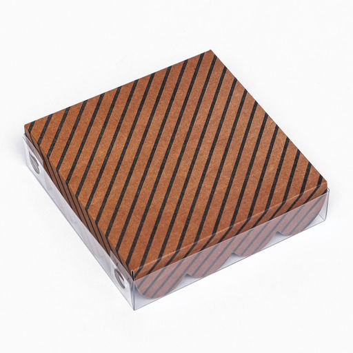 Цена за 5 шт. Коробка для печенья, «Полосы крафт» 12×12×3 см