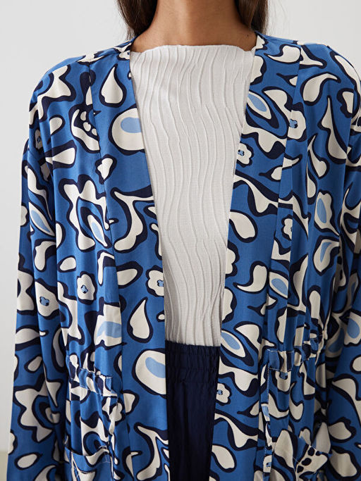 ?al Yaka Desenli Oversize Kad?n Kimono