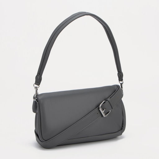 Сумка-мессенджер на клапане, длинный ремень, цвет серый - Simaland фото 2