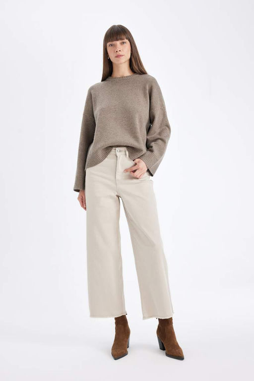 Свитер оверсайз с круглым вырезом - Defacto фото 2