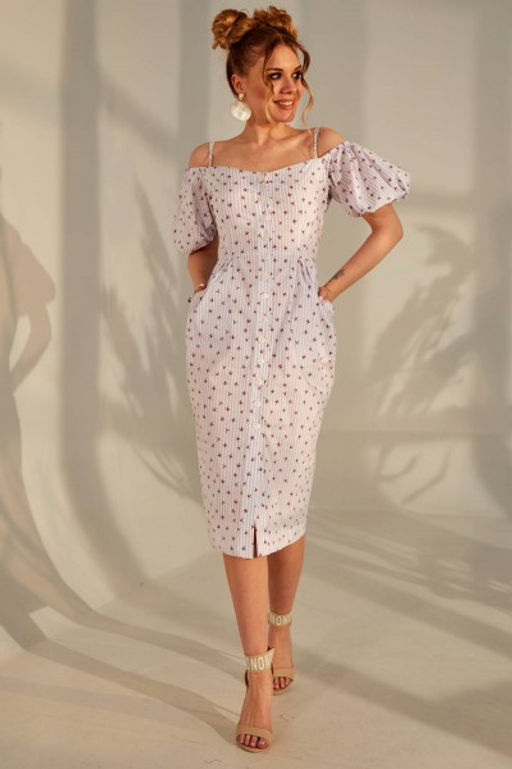 Платье Golden Valley 4681 серая полоска фото 2