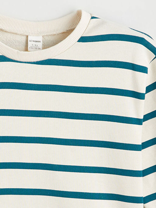 Bisiklet Yaka ?izgili Erkek ?ocuk Sweatshirt
