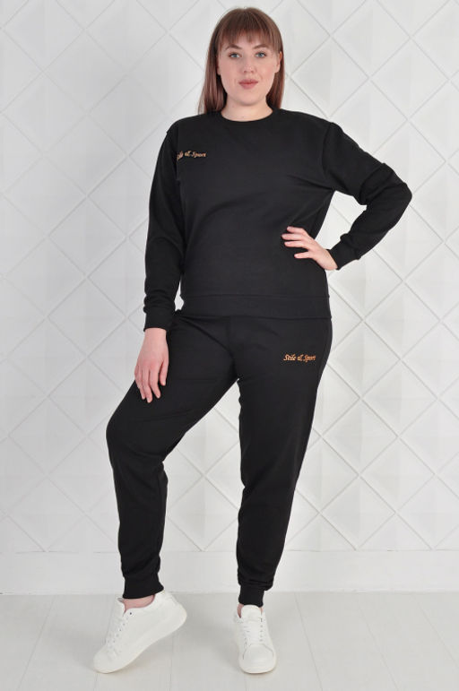 Арт. 2353 Костюм с брюками женский 50-58 (5 шт) Цвет:верх-черный,низ-черный - Калинка фото 7