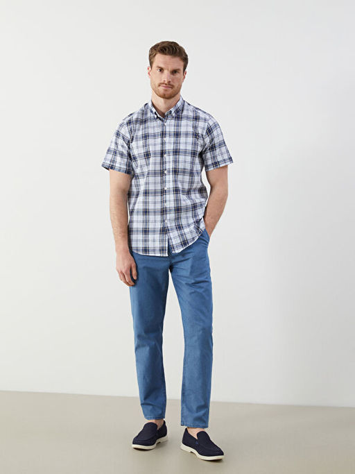 Regular Fit K?sa Kollu Ekose Erkek G?mlek