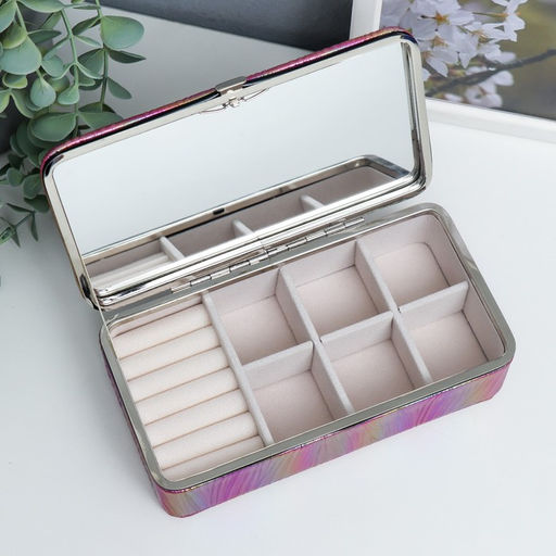 Шкатулка кожзам для украшений Полосы.Текстура. Красная переливы 6х9,8х18,5 см - Simaland фото 2