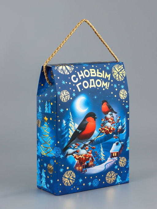 Коробка подарочная складная  "Снегири" 17,3 х 7 х 23,5 см
