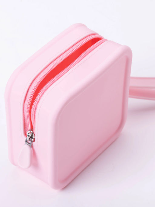 Kristaller Косметичка женская силиконовая, квадратная, розовый  фото 4