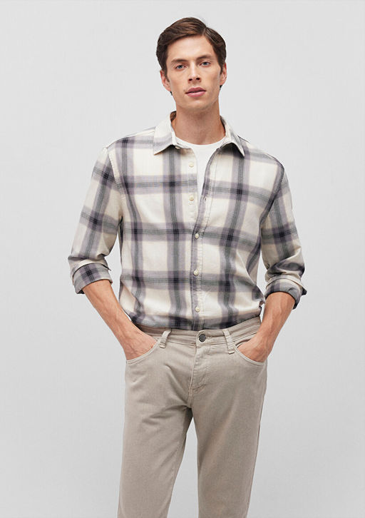 Kareli Gri Shirt - Mavi фото 2