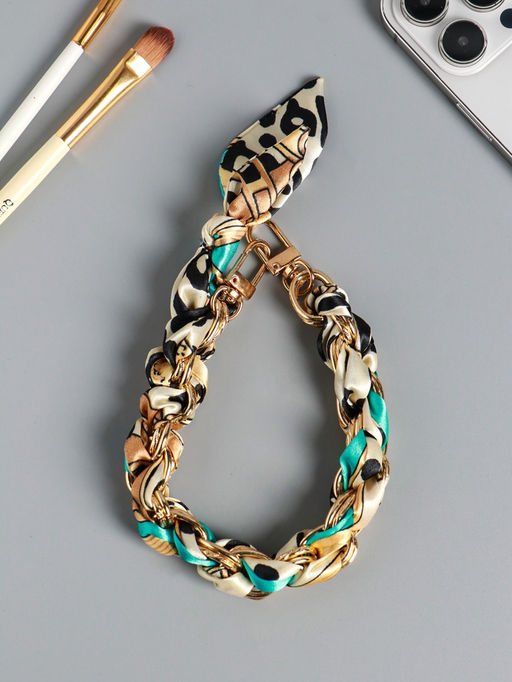 Брелок на 2 карабинах "Платок и цепочка" голубой 20х10х1,7 см