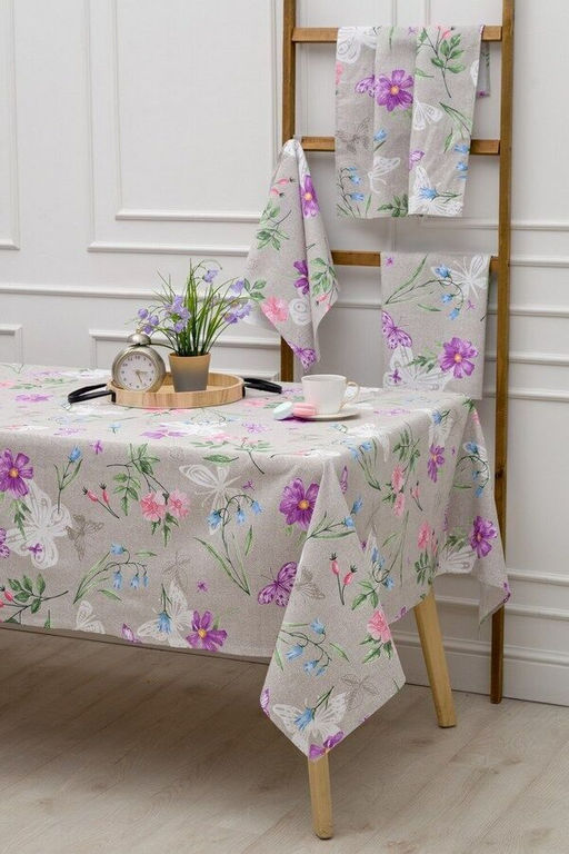 Скатерть Бабочки и цветы 150*180см. рогожка хлопок 100% - Лен поволжья фото 3