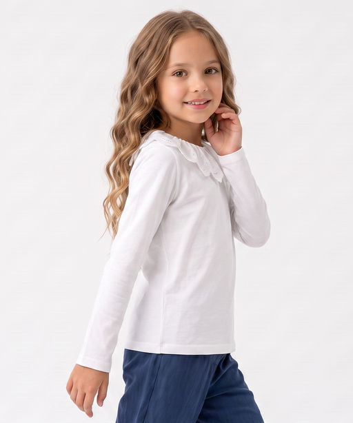 Блузка-лонгслив 33-7120 белый - Mini maxi фото 4