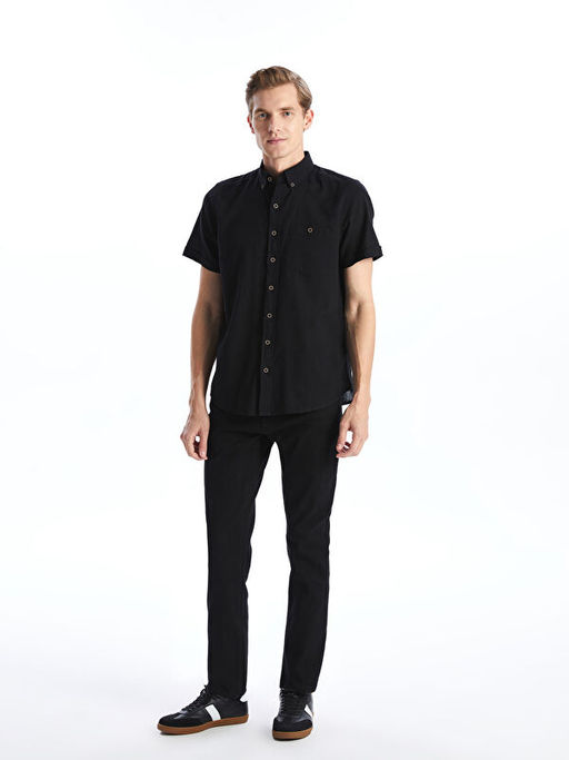 Regular Fit Keten Kar???ml? Erkek G?mlek