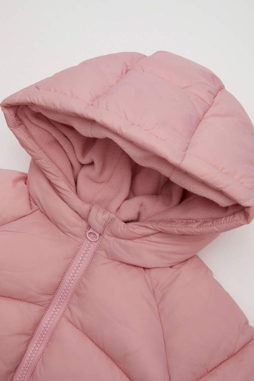 Водоотталкивающее двустороннее пальто с капюшоном для маленьких девочек - Defacto фото 2