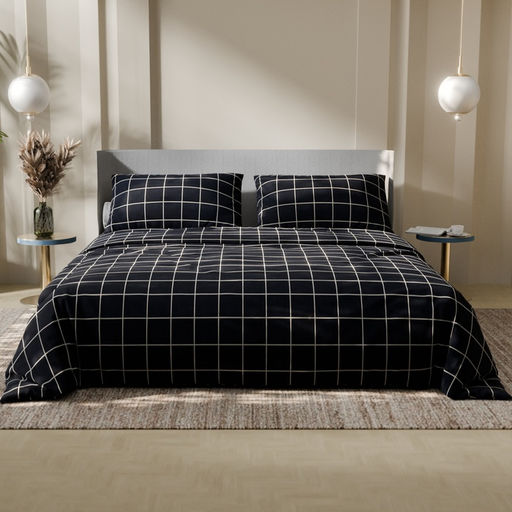 Постельное бельё Этель евро Клетка цвет чёрный 200х215, 220х240, 50х70-2 шт, бязь, 125 г/м2  фото 6