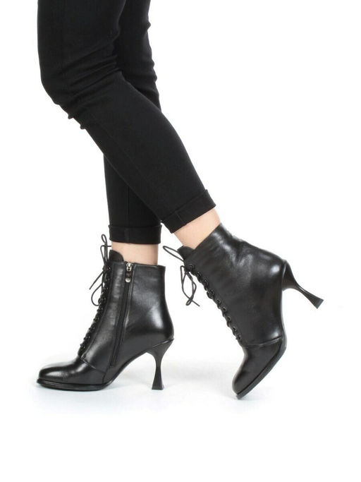 04-E29W-15A BLACK Ботильоны зимние женские (натуральная кожа, натуральный мех)
