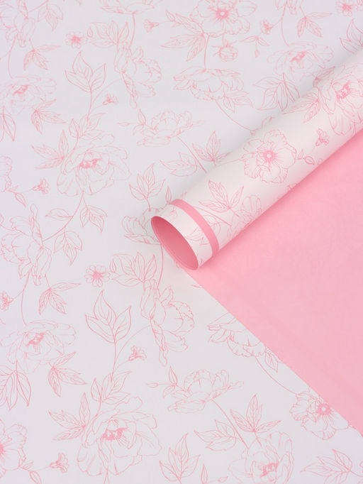 Цена за 20 шт. Плёнка флористическая для цветов, «Букет цветов», розовая, 57×57 см