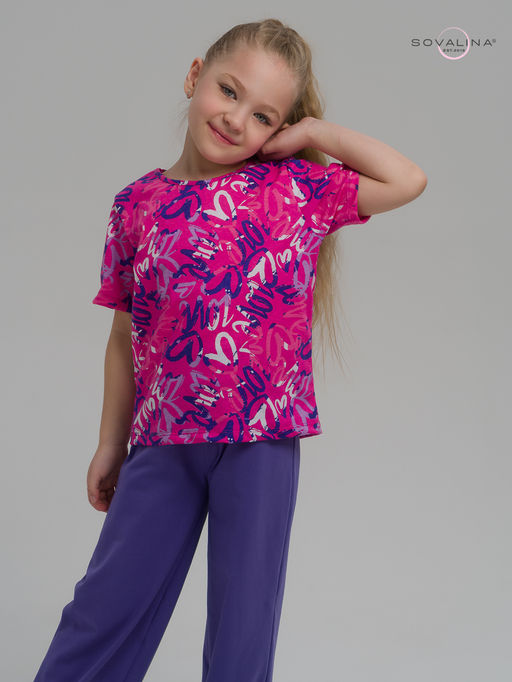 Костюм Лето надписи фуксия-верипери - Sovalina фото 5