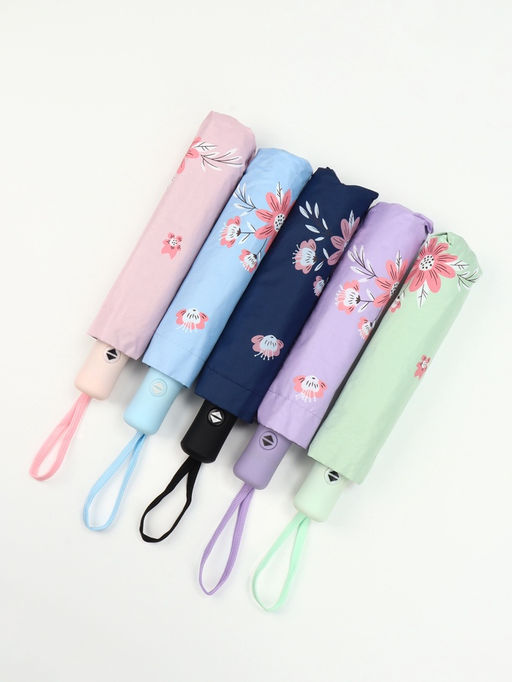 Зонт автоматический Цветы, эпонж, 3 сложения, 8 спиц, R=48/55 см, d=96 см, МИКС