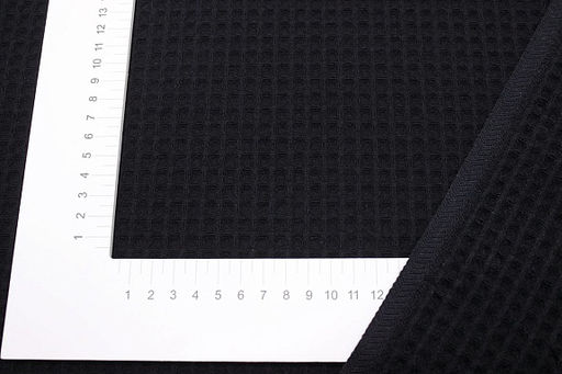 Вафельное премиум-полотно Italy цв.Черный, ш.1.5м, хлопок-100%, 250гр/м.кв - Купава фото 2