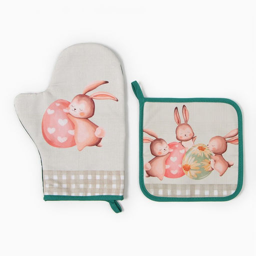Набор кух. Этель Пасхальный кролик варежка-прихватка 20х28см, прихватка 19х19см,100% хл  фото 2