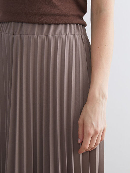 Beli Lastikli ?ifon Pileli Etek