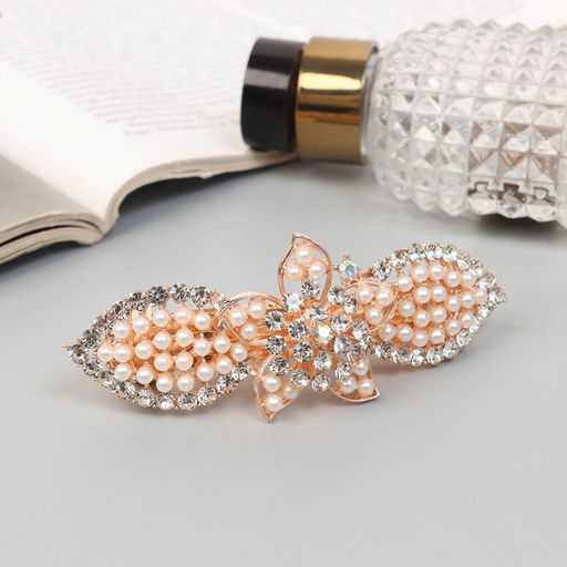 Заколка - автомат для волос «Джулиет галант», цветок, 9 см, золото