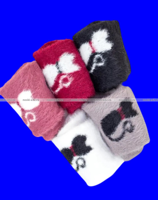 Цена за 10 пар. МИНИBS термоноски женские АНГОРА НОРКА "Кошечка" арт. 2770
