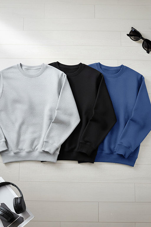 Siyah-Lacivert-Gri Melanj 3l_ Paket Regular/Normal Kesim Basic __i Polar Sweatshirt TMNAW26SW00006 - Trendyolmilla фото 2