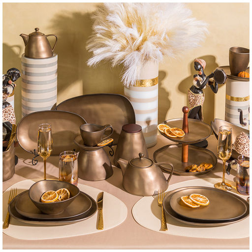 Цена за 2 шт. ТАРЕЛКА ОБЕДЕННАЯ BRONCO BRONZE 29*23*3 СМ  фото 4