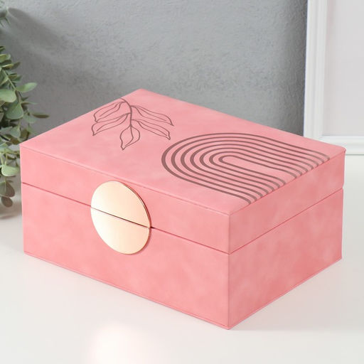 Шкатулка для украшений «Веточка. Радуга», с зеркалом, искусственная кожа, розовая, 18×24.5×11 см