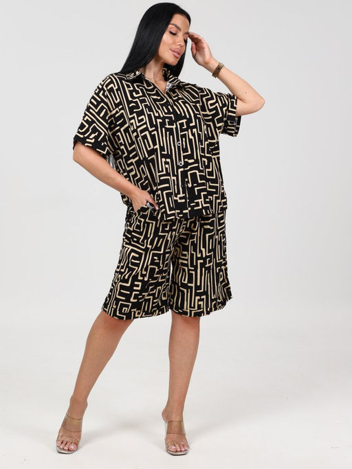 577 ЖЕНСКИЙ КОСТЮМ (шорты) (Черный с бежевым) - А-дина фото 2