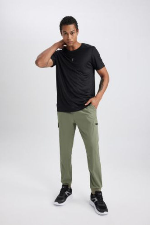 DeFactoFit Jogger Esofman Alt? Standart Fit Kargo Cepli Dokuma Beli Pacas? Lastikli