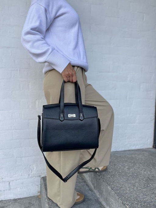 Женская кожаная каркасная сумка с ручками 1883-С Блек