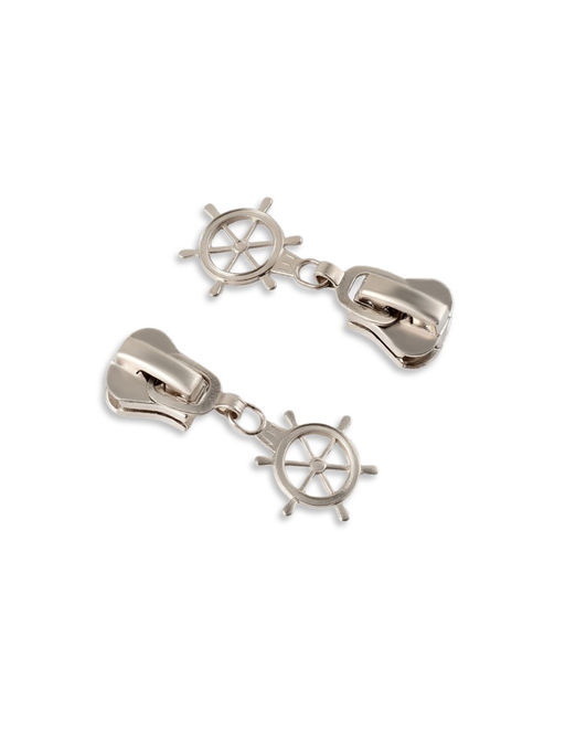 Бегунок для молнии «Трактор», №8, «Штурвал», 10 шт., цвет никель