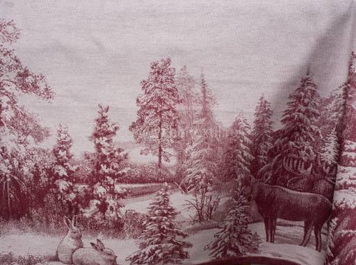 07с-21 ЯК Скатерть 150*170 "Зима в лесу" цв. бордо