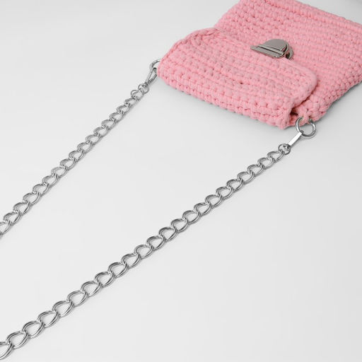 Цена за 2 шт. Цепочка для сумки, с карабинами, металлическая, двойная, 19×14 мм, 120 см, цвет серебряный