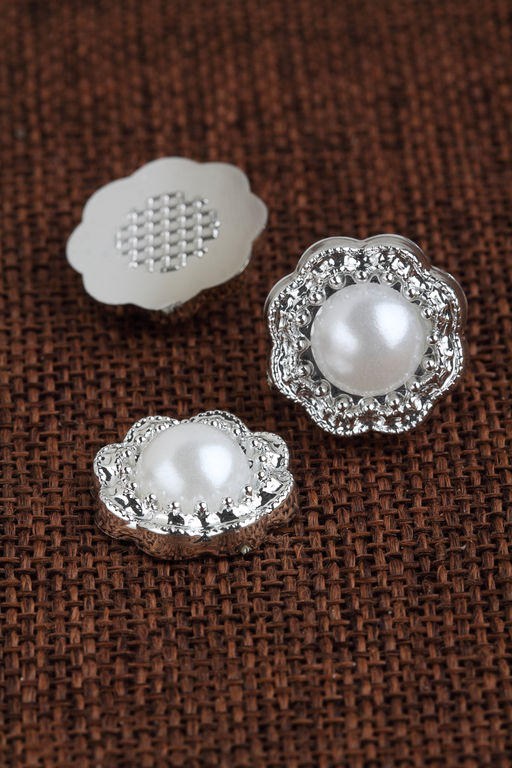 Кабошоны флоризель пластик 18 мм (30 шт) SF-2682, серебро - Больше подарков фото 2