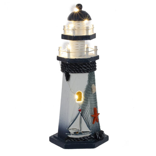 Фигурка декоративная "Маяк" (подсветка 3xLR44) , L11,5 W10 H26,5 см . 4в.