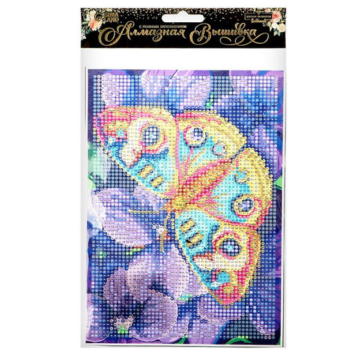 Алмазная мозаика с полным заполнением на холсте Бабочка, 15?21 см