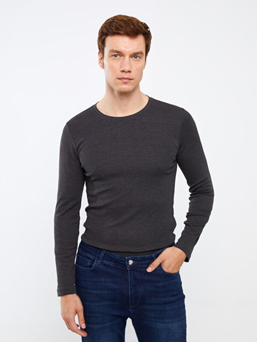 Bisiklet Yaka Uzun Kollu Erkek Sweatshirt