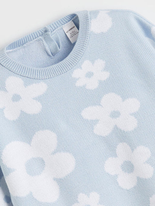 ?i?ek Desenli K?z ?ocuk Triko Kazak