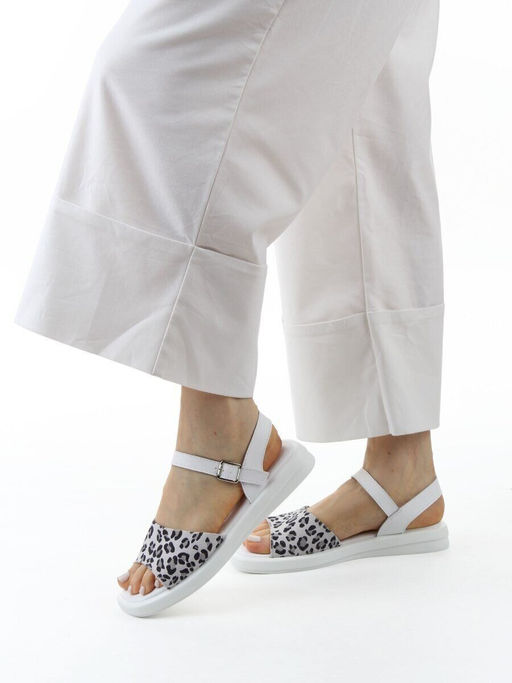 08-PEXL225-1 WHITE/LEOPARD Босоножки женские (натуральная кожа, натуральная замша)