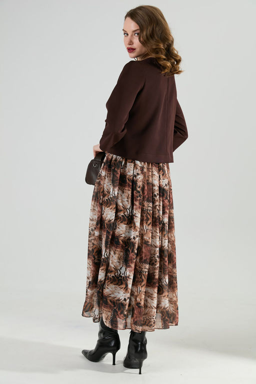 Платье NIKVA н1007-1 шоколад и тигровая абстракция  фото 2