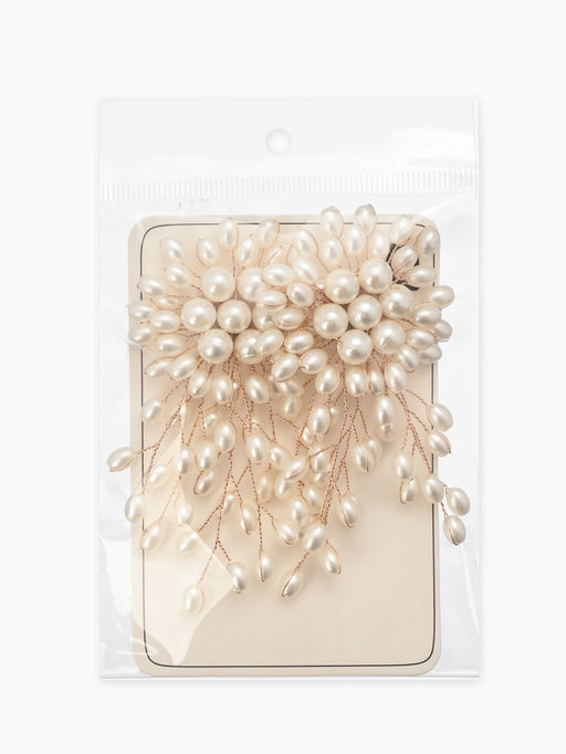 Серьги жемчуг «Россыпь в цветке», белые в золоте